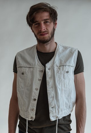 VINTAGE 80S FUNKY CROP VEST IN WHITE
