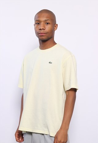 VINTAGE LACOSTE CHEST LOGO PIQUE T-SHIRT YELLOW