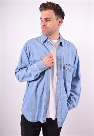 CARRERA MENS VINTAGE DENIM SHIRT XL BLUE 90'S