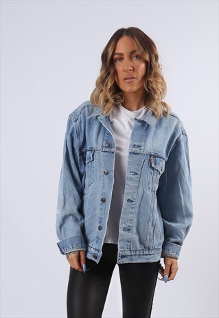 LEVIS DENIM JACKET ORANGE TAB OVERSIZED FITTED UK 18 (6AG)