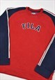 VINTAGE 90S FILA EMBROIDERED LOGO SWEATSHIRT IN RED
