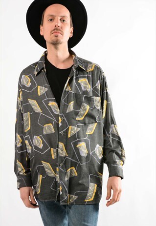 VINTAGE ABSTRACT PATTERN SHIRT.