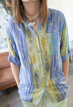 Vintage Oversized Short Sleeve Button Shirt Unisex