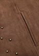 SUEDE LEATHER PANTS BEADS PATCH CARGO JOGGERS IN BROWN