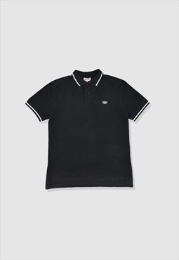 Vintage Y2K Versace Embroidered Logo Polo Shirt in Black