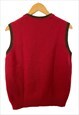 BURBERRY VINTAGE RED WOOL WAISTCOAT, UNISEX. SIZE S