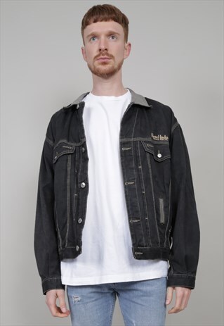 VINTAGE 80'S DIESEL INDUSTRY WASHED BLACK DENIM JACKET