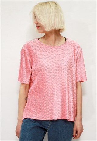 VINTAGE 90' AMAZING BEAUTIFUL CUTE SHINY PINK BLOUSE