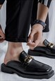UNUSUAL LOAFERS FAUX LEATHER SLIPPERS IN BLACK