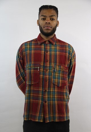 VINTAGE 90'S THICK FLANNEL CHECK SHIRT