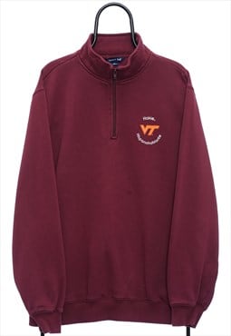 Vintage Virginia Tech Maroon Quarter Zip Sweatshirt Mens