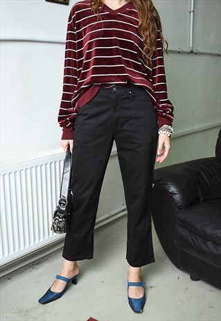 VINTAGE 90S HIGHWAISTED MOM SHORT CUT DENIM CAPRI JEANS