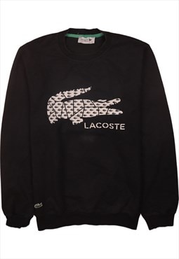 Vintage 90's Lacoste Sweatshirt Spellout Crew Neck Black