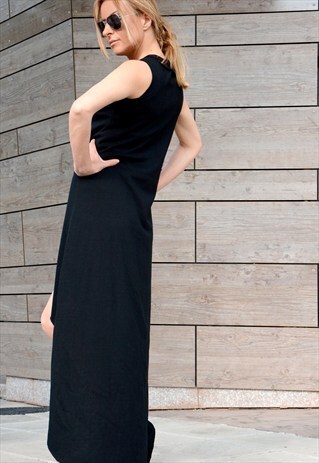 BLACK SUMMER CAPED DRESS