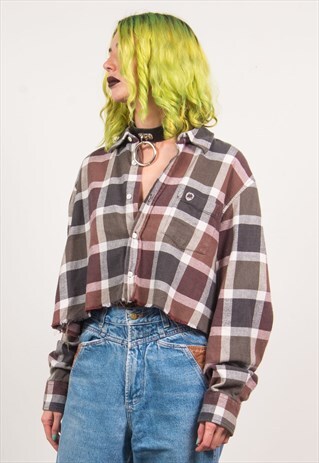 VINTAGE 90'S FLANNEL CROPPED SHIRT