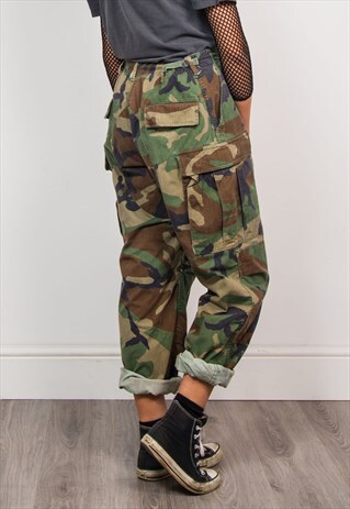 90'S VINTAGE CAMOUFLAGE PATTERN CARGO PANTS TROUSERS