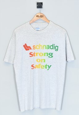 Vintage 1990's Safety Graphic T-Shirt Grey XLarge