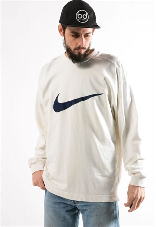 VINTAGE NIKE EMBROIDERED SWOOSH SWEATSHIRT.