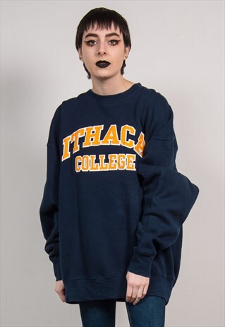 VINTAGE 90'S NAVY BLUE USA COLLEGE SWEATSHIRT