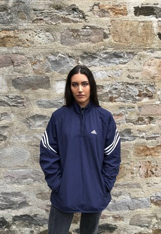 ADIDAS 1/4 ZIP VINTAGE WINDBREAKER FESTIVAL SHELL JACKET