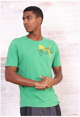 VINTAGE PUMA BIG PRINT LOGO T-SHIRT GREEN