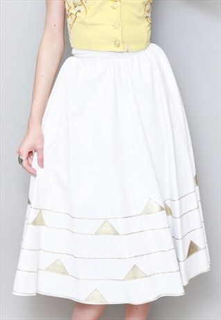 VINTAGE 1970'S SOFT WHITE LEATHER A LINE MIDI SKIRT