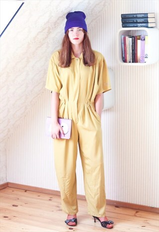 MUSTARD YELLOW SHORT SLEEVE JUMPSUIT