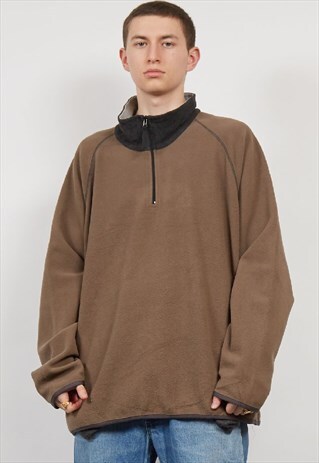 VINTAGE 90'S HELLY HANSEN KHAKI QUARTER ZIP FLEECE