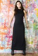 LONG DRESS WITH SEQUIN TRIM AND BACK SPLIT