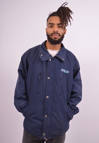 FILA MENS VINTAGE JACKET LARGE BLUE 90S