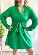 Vintage Emerald Green Tie Up Y2K Mini Dress