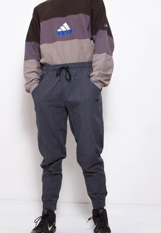 VINTAGE 90S ADIDAS GREY TRACK PANTS ID:7174