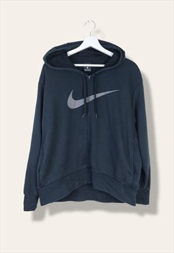 Vintage Nike Sweatshirt Hoodie Big Grey Logo in Black L