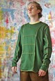 PATCHWORK GREEN LONG SLEEVE TOP