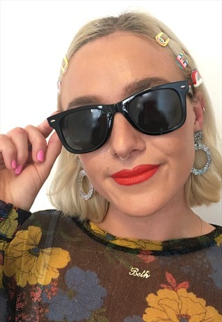 VINTAGE BLACK UNISEX WAYFARER SUNGLASSES