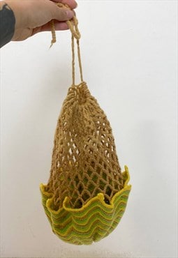 Vintage 70s handmade knitwear bag 