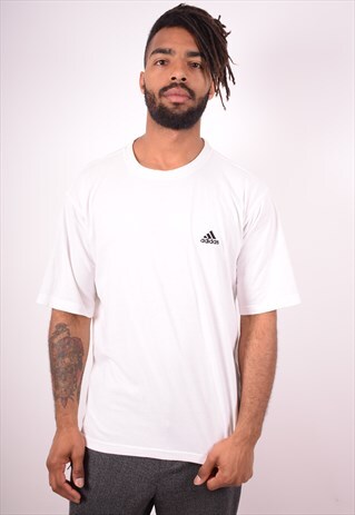 ADIDAS MENS VINTAGE T-SHIRT TOP XL WHITE 90S