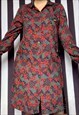 VINTAGE 70S PAISLEY RED BELTED DRESS, UK10/12