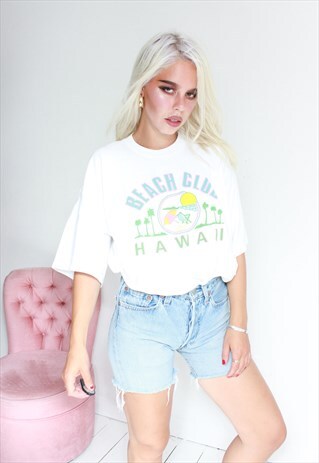 VINTAGE 80S WHITE HAWAII PALM TREE T-SHIRT