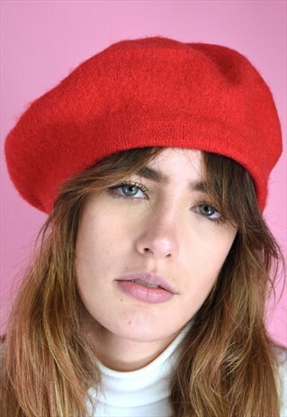 VINTAGE INSPIRED 90S BERET RED HAT FRENCH PARIS