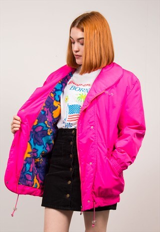 VINTAGE 90'S BRIGHT HOT PINK FILA SKI PADDED COAT