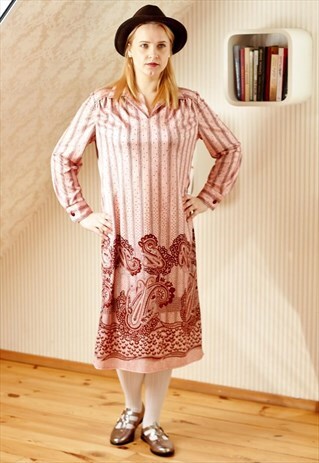 LIGHT PINK STRIPED FLORAL DRESS