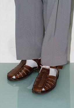 90's vintage grandpa buckle sandals in dark brown