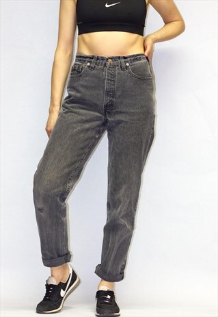 VINTAGE BLACK SLIM FIT HIGH WAIST MOM LEVI JEANS