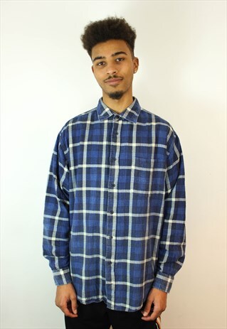 BLUE PLAID WORK SHIRT, XL