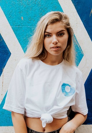 SHORT-SLEEVED WHITE FASHION FIT TSHIRT SEA GRAPHIC PRINT