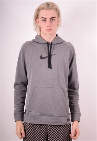 NIKE MENS VINTAGE HOODIE JUMPER MEDIUM GREY 90S