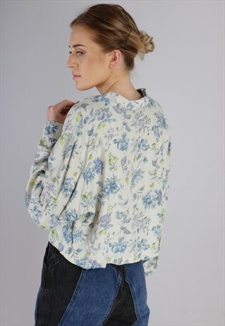 VINTAGE REWORKED CROPPED PATTERNED SHIRT Z460