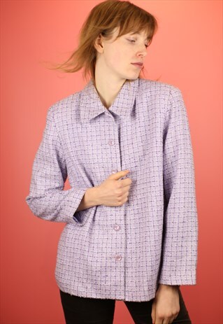 VINTAGE 90S SQUARED PATTERN BLAZER LIGHT PURPLE