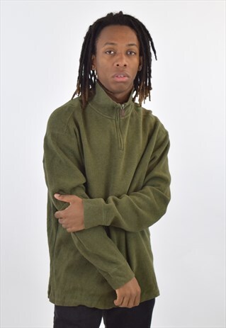 VINTAGE GREEN RALPH LAUREN 1/4 ZIP SWEATSHIRT JUMPER